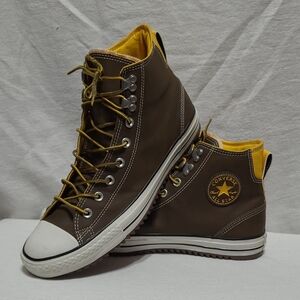 Converse Brown and Yellow High-Top Sneakers
